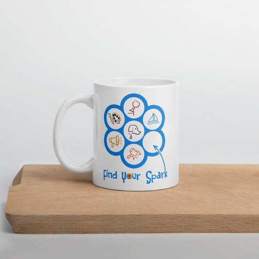 Find Your Spark! - White glossy mug