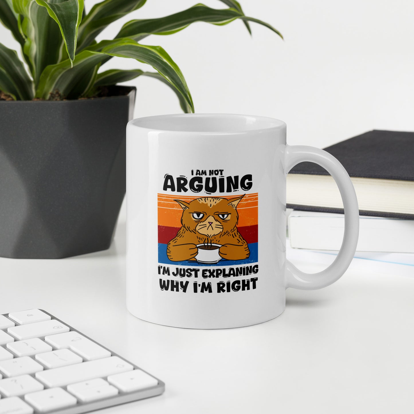 Angry Cat - White glossy mug
