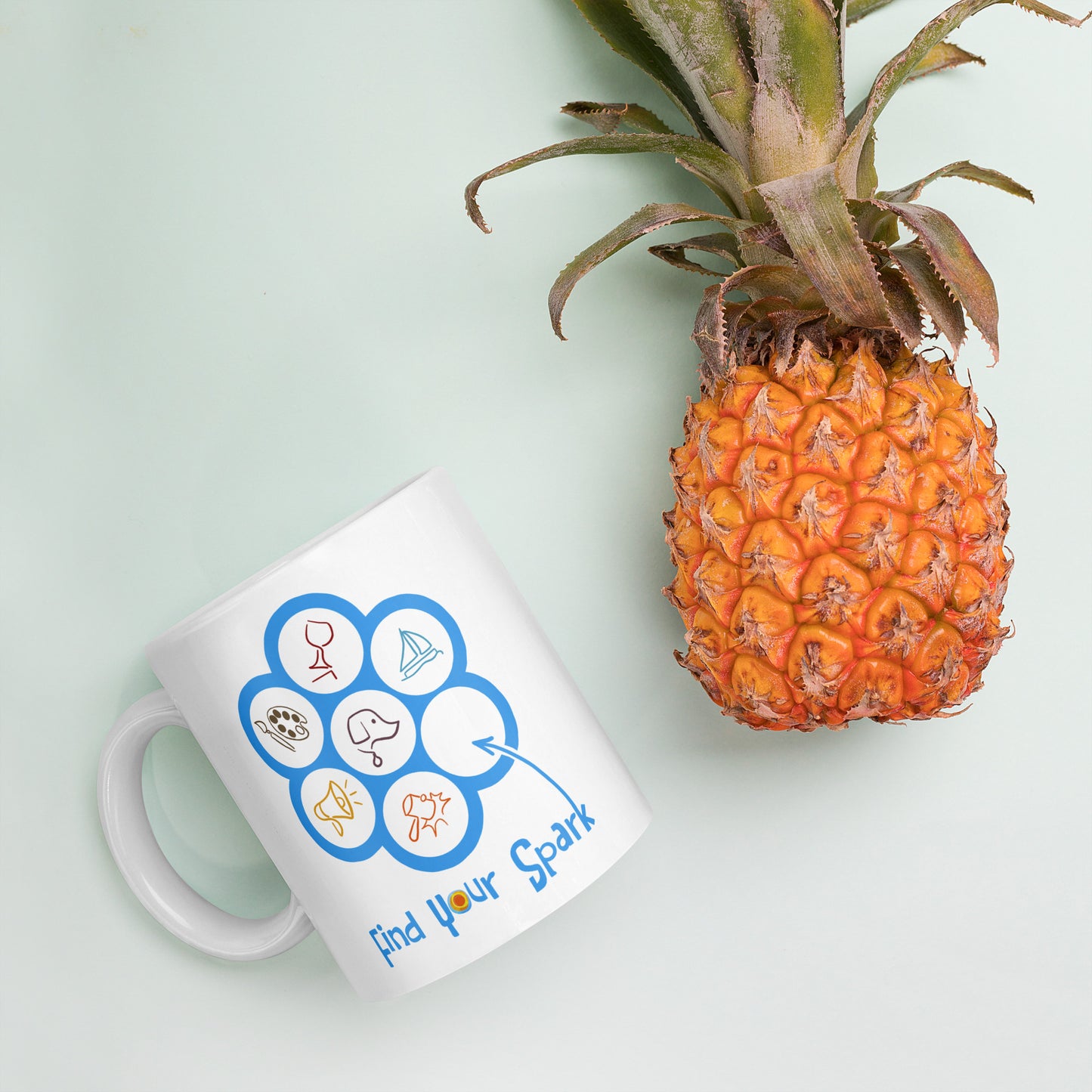 Find Your Spark! - White glossy mug