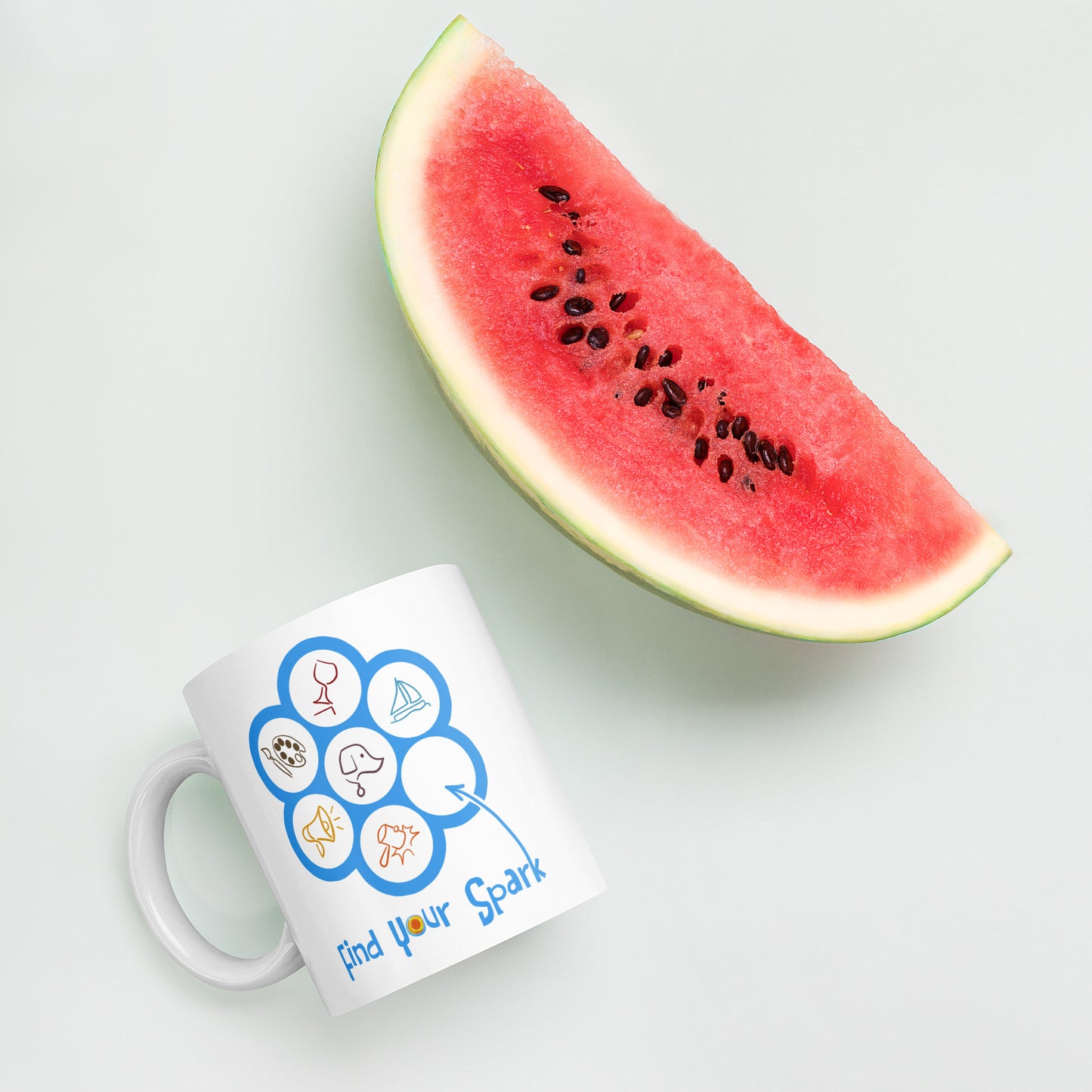 Find Your Spark! - White glossy mug