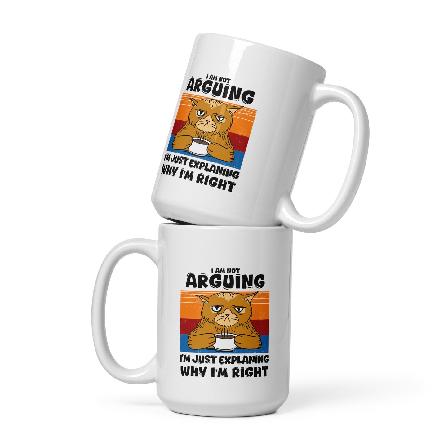 Angry Cat - White glossy mug